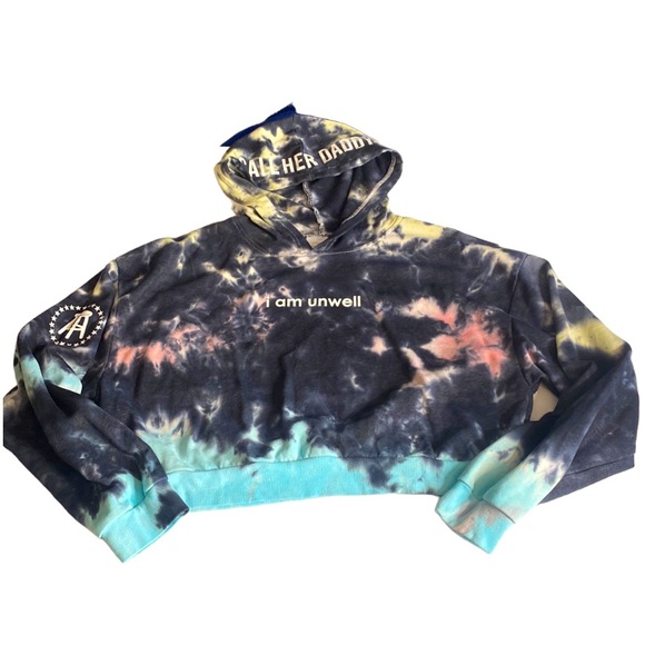 barstool sports Tops - NWOT BARSTOOL SPORTS CALL HER DADDY “I AM UNWELL” TIE DYE CROPPED HOODIE